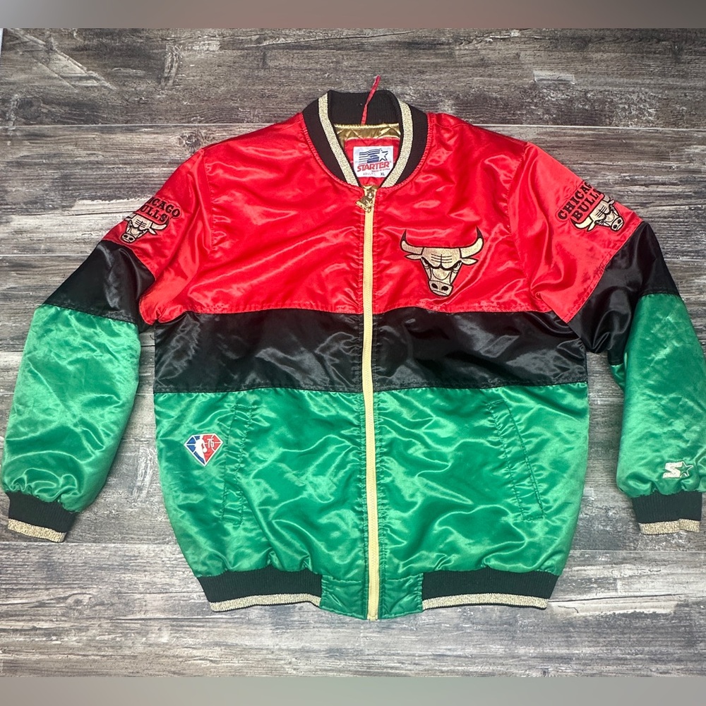 Starter Chicago Bulls Ty Mopkins Satin Jacket NBA 75 Anniversary XL GUC